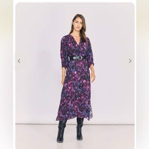 IRO "Each" Midi Maxi Floral Faux Wrap Watercolor Dress
